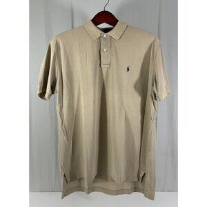 Polo By Ralph Lauren Khaki Cotton High Low Short Sleeve Men's Polo Shirt Sz L